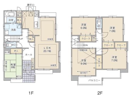 Floor plan. (F Building), Price 31,950,000 yen, 5LDK, Land area 166.4 sq m , Building area 133.88 sq m