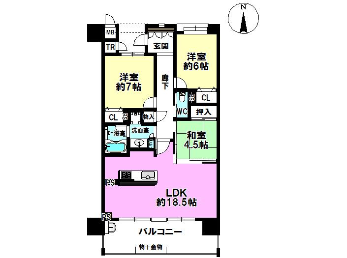 Floor plan. 3LDK, Price 17,900,000 yen, Occupied area 80.38 sq m , Balcony area 14.2 sq m