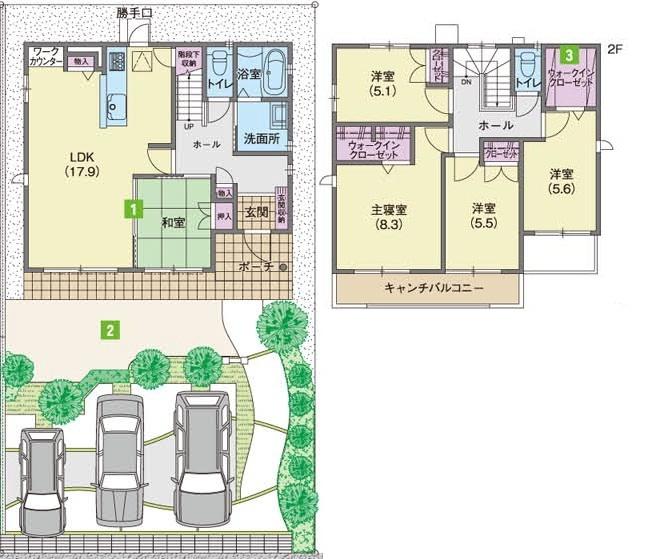 Floor plan. Landscape of the Kiso River can be enjoyed from the apartment complex. 