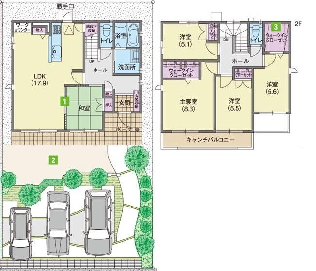 Floor plan. Landscape of the Kiso River can be enjoyed from the apartment complex. 