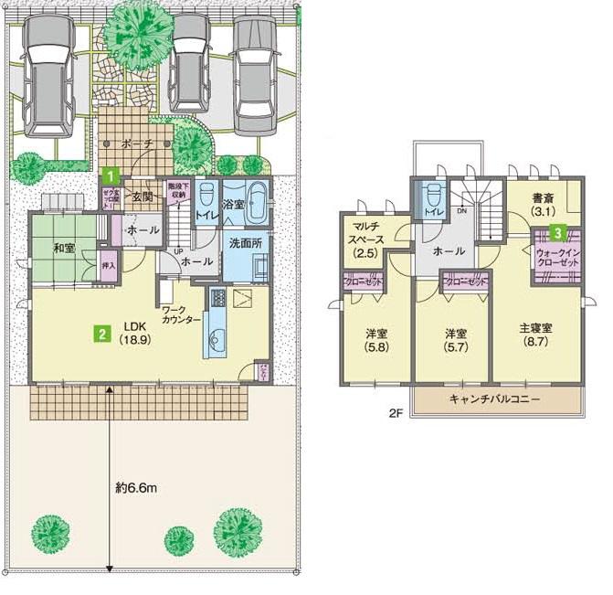 Floor plan. Landscape of the Kiso River can be enjoyed from the apartment complex. 