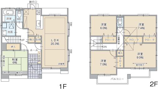 Floor plan. (J Building), Price 27,900,000 yen, 5LDK, Land area 184.68 sq m , Building area 133.69 sq m