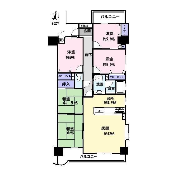 Floor plan. 5LDK, Price 16.8 million yen, Occupied area 88.56 sq m , Balcony area 13.1 sq m