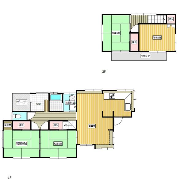 Floor plan. 8.5 million yen, 4LDK, Land area 203.21 sq m , Building area 90.23 sq m Sakahogi Kamoyama 2-chome, existing home floor plan