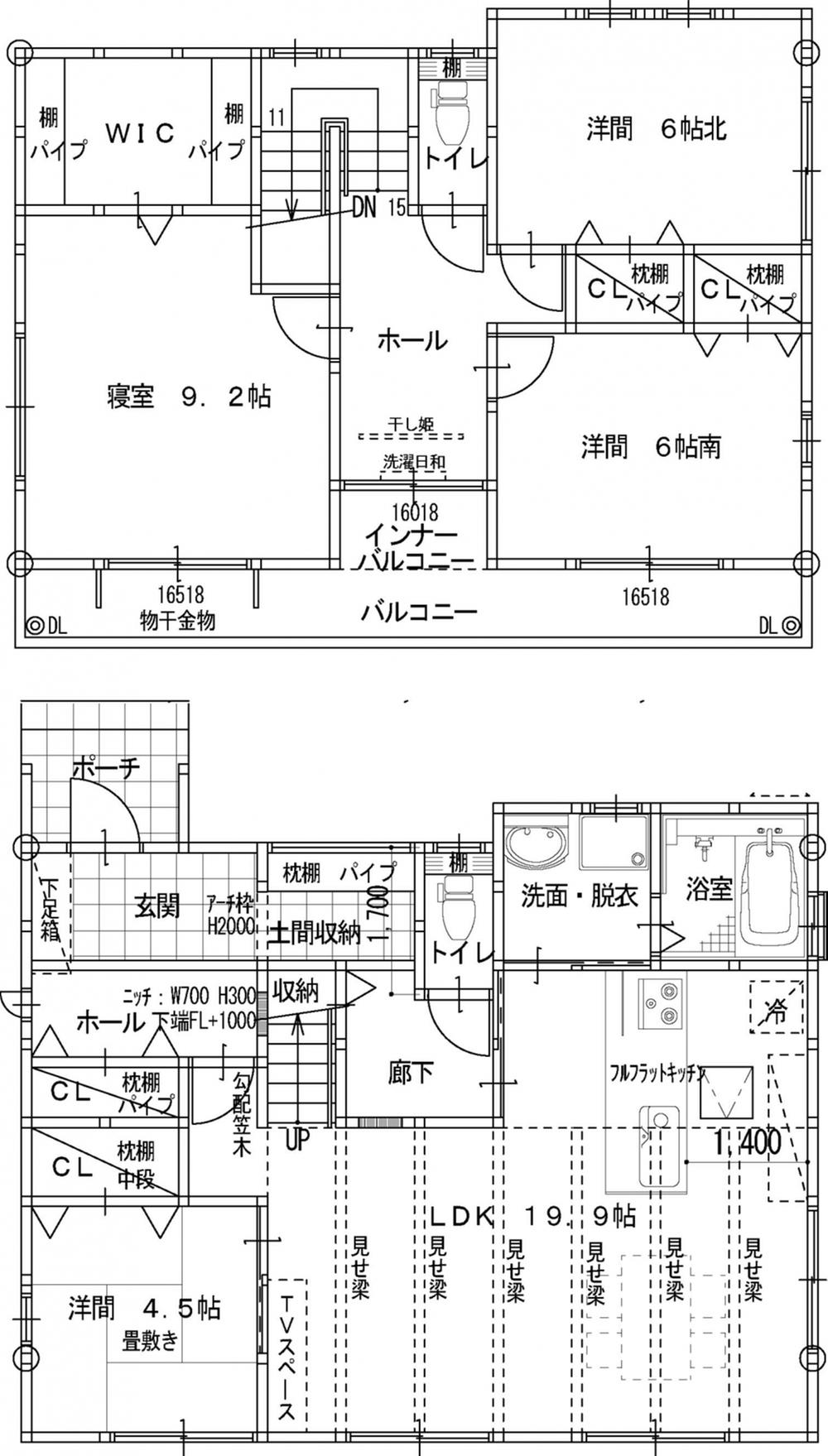 Floor plan. 21.9 million yen, 4LDK, Land area 205.59 sq m , Is a floor plan of attention, such as the building area 117.6 sq m custom home.  By all means, please visit the local ☆  Second floor of the laundry space is also attractive. 