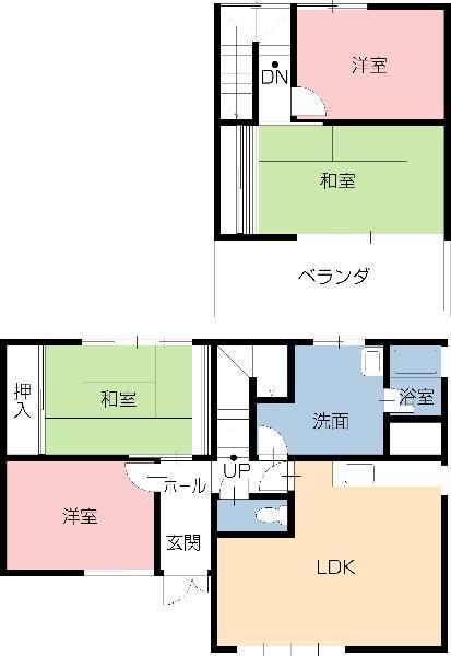 Floor plan. 5,980,000 yen, 4LDK, Land area 299.19 sq m , Building area 91.26 sq m