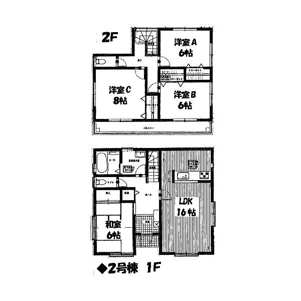 Floor plan. 17.8 million yen, 4LDK, Land area 183.6 sq m , Building area 104.34 sq m Minokamo Kamonochotakanosu newly built single-family Building 2 Floor