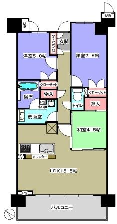 Floor plan. 3LDK, Price 13.5 million yen, Occupied area 71.56 sq m , Balcony area 11.16 sq m