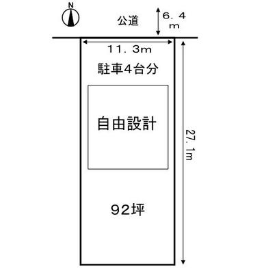 Compartment figure. Land price 7.5 million yen, Land area 307 sq m