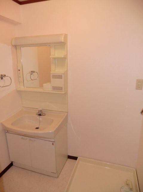 Washroom. It is vanity and a washing machine inside the room