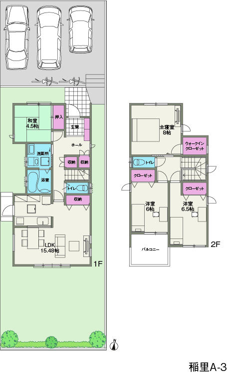 Floor plan. (A-3 Building), Price 23.8 million yen, 4LDK, Land area 184.71 sq m , Building area 105.17 sq m