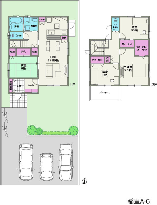 Floor plan. (A-6 Building), Price 27,800,000 yen, 4LDK, Land area 218.56 sq m , Building area 119.04 sq m