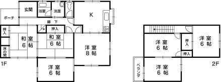 Floor plan. 13,980,000 yen, 7DK, Land area 153.42 sq m , Building area 114.27 sq m floor plan