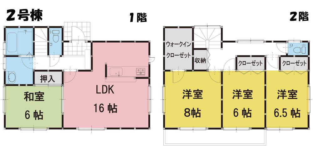 Floor plan. (Building 2), Price 20.8 million yen, 4LDK, Land area 201.08 sq m , Building area 106 sq m