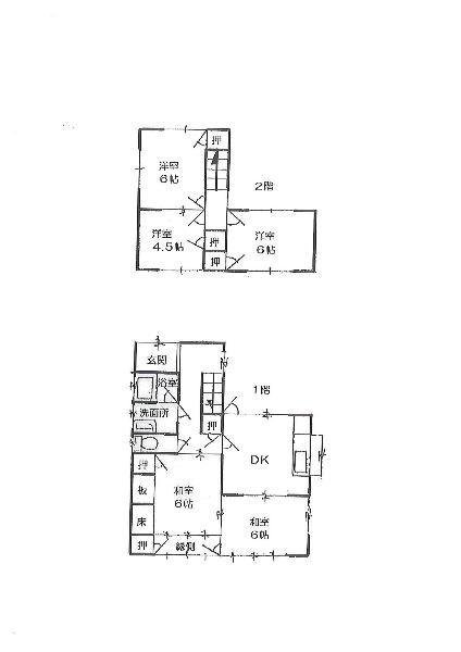 Floor plan. 15,980,000 yen, 5DK, Land area 154.55 sq m , Building area 91.08 sq m floor plan