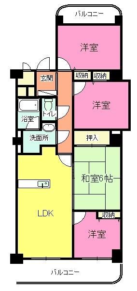 Floor plan. 4LDK, Price 12.8 million yen, Occupied area 77.91 sq m , Balcony area 10.75 sq m