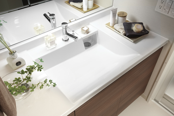 Bathing-wash room.  [Integrated basin counter] Integrally molded the basin counters and bowl. Dirt accumulate not because there is no seam, You can use a beautiful forever with a simple care (same specifications)