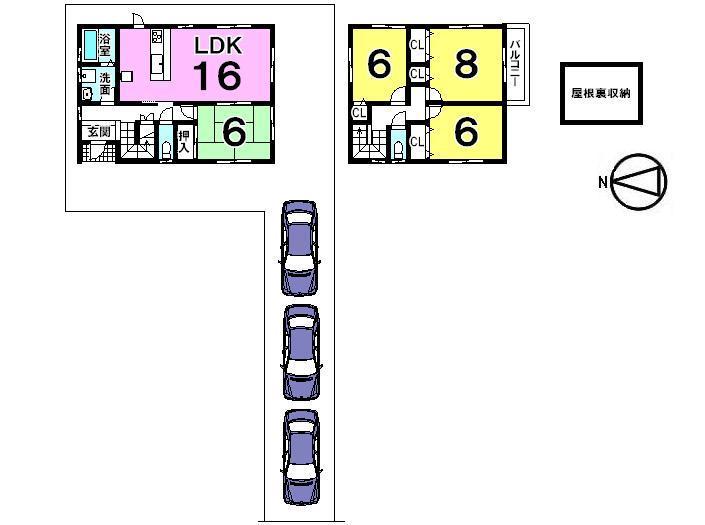 Floor plan. 26,980,000 yen, 4LDK, Land area 165.56 sq m , Building area 102.68 sq m