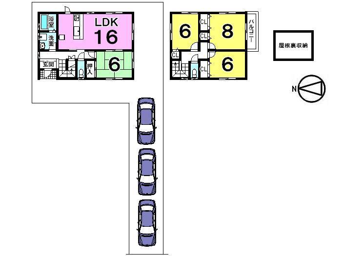 Floor plan. 26,980,000 yen, 4LDK, Land area 165.56 sq m , Building area 102.68 sq m
