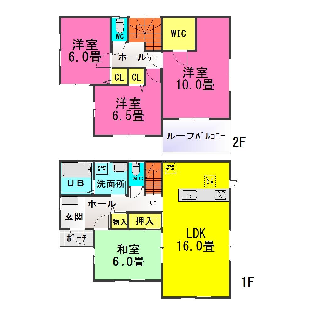Floor plan. 20.8 million yen, 4LDK, Land area 203.01 sq m , Building area 106 sq m