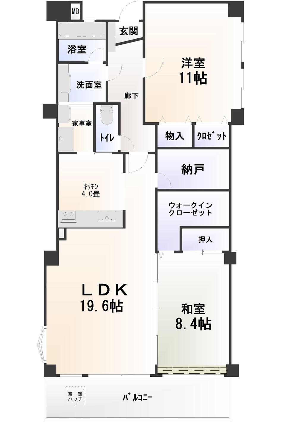 Floor plan. 2LDK + S (storeroom), Price 12.5 million yen, Occupied area 94.49 sq m , Balcony area 7.41 sq m