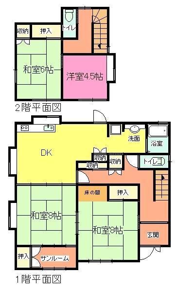 Floor plan. 13.8 million yen, 4DK, Land area 169.05 sq m , Building area 101.24 sq m