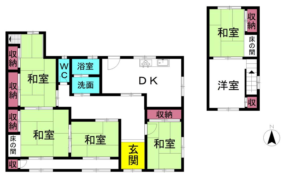 Floor plan. Price 9.8 million yen, 6DK, Land area 198.34 sq m , Building area 102.28 sq m
