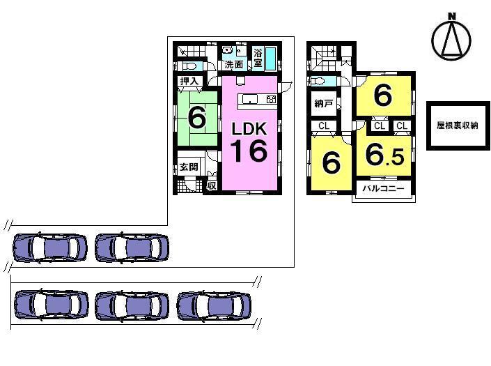 Floor plan. 26,980,000 yen, 4LDK, Land area 195.74 sq m , Building area 104.34 sq m