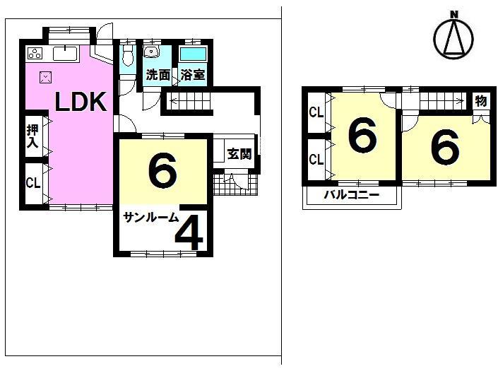 Floor plan. 12.8 million yen, 3LDK, Land area 134.38 sq m , Building area 77.21 sq m