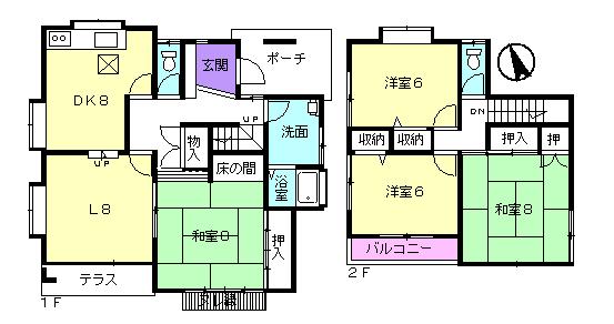 Floor plan. 8.8 million yen, 4LDK, Land area 197.68 sq m , Building area 110.12 sq m