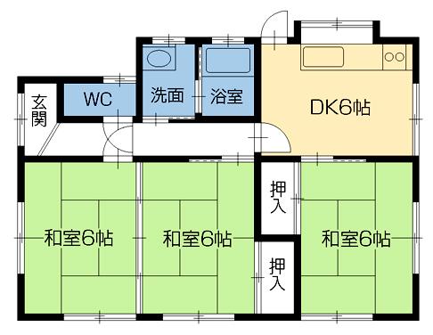 Floor plan. 13.7 million yen, 3DK, Land area 170 sq m , Building area 55.48 sq m floor plan
