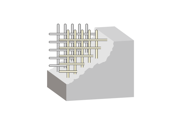 Building structure.  [Double reinforcement] Seismic wall, Adopt a double reinforcement to partner the rebar to double. To improve the earthquake resistance and durability, To achieve an apartment for long-lasting strongly to the earthquake (conceptual diagram)