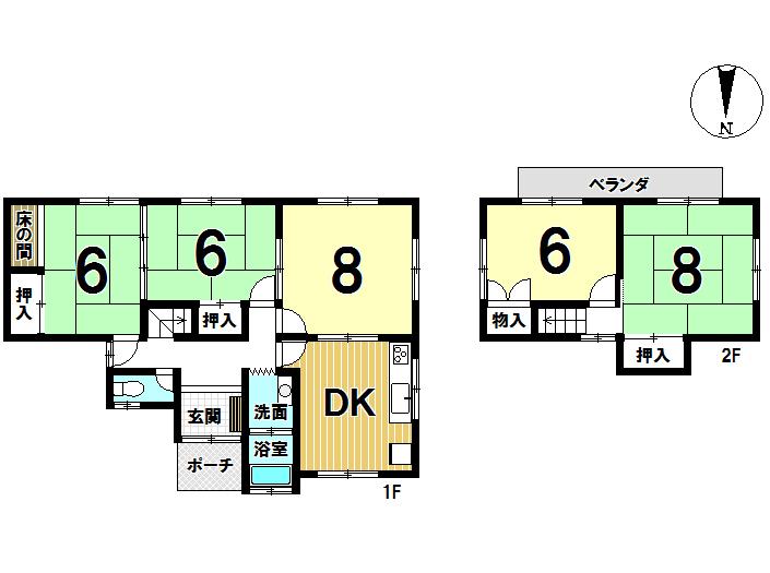 Floor plan. 6.8 million yen, 5DK, Land area 188.82 sq m , Building area 93.15 sq m