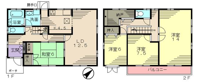 Floor plan. 19,800,000 yen, 4LDK, Land area 225.76 sq m , Building area 127.84 sq m