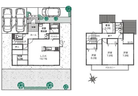 Floor plan. (103-10 compartment), Price 23,430,000 yen, 4LDK, Land area 207.81 sq m , Building area 128 sq m
