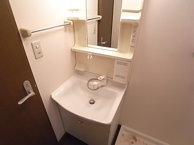 Washroom. Wash basin is with shower