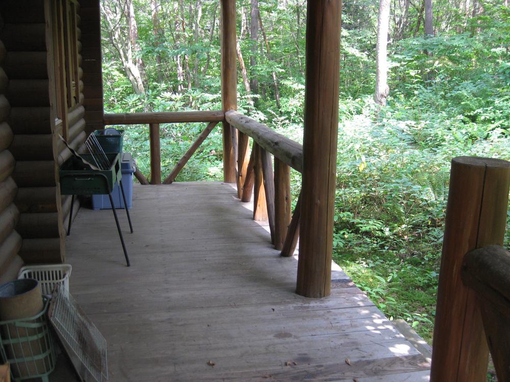 Balcony. Wood deck