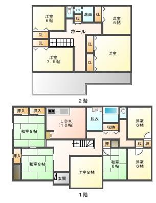 Floor plan. 21,800,000 yen, 10DK, Land area 484.18 sq m , Building area 218.61 sq m