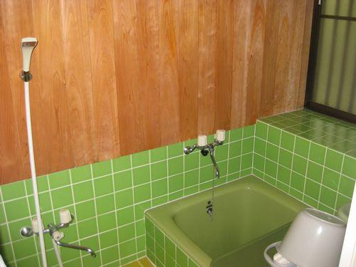 Bathroom. Cypress planking of bathroom
