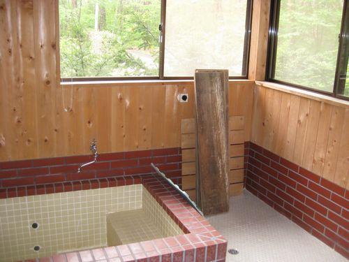 Bathroom. Extension has been cypress paneled bathroom