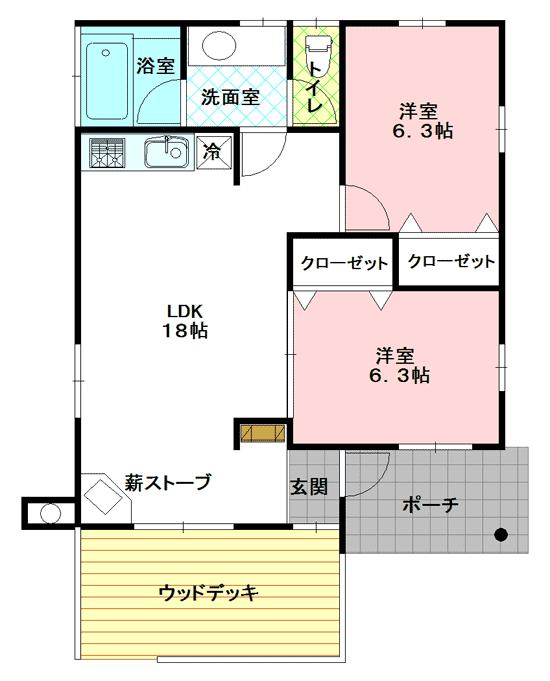 Floor plan. 6.3 million yen, 2LDK, Land area 1,026 sq m , Building area 65.17 sq m