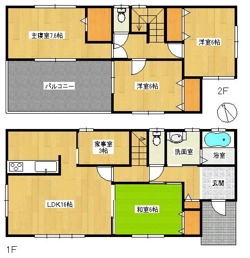 Floor plan. 18,390,000 yen, 4LDK, Land area 191.05 sq m , Building area 107.64 sq m