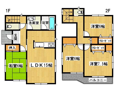 Floor plan. 19,800,000 yen, 4LDK, Land area 186.46 sq m , Building area 96.79 sq m