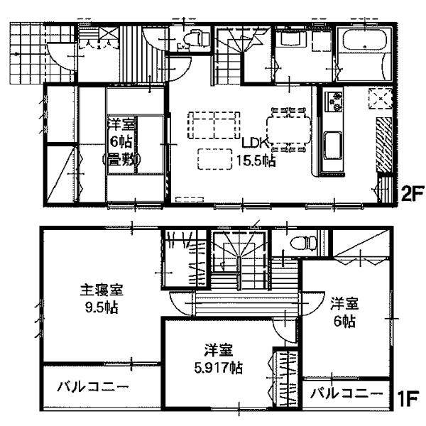 Floor plan. 19,390,000 yen, 4LDK, Land area 206.83 sq m , Building area 105.16 sq m