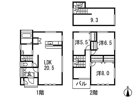 Floor plan. 19 million yen, 3LDK + S (storeroom), Land area 270.45 sq m , Building area 103.54 sq m floor plan
