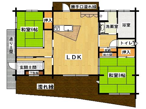 Floor plan. 34,900,000 yen, 2LDK, Land area 307.23 sq m , Building area 73.15 sq m