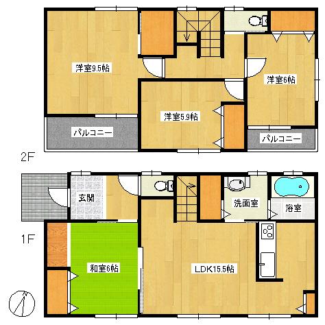 Floor plan. 19,390,000 yen, 4LDK, Land area 206.83 sq m , Building area 105.16 sq m