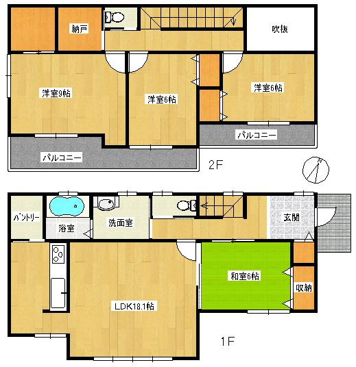 Floor plan. 19,390,000 yen, 4LDK, Land area 195.43 sq m , Building area 118.41 sq m