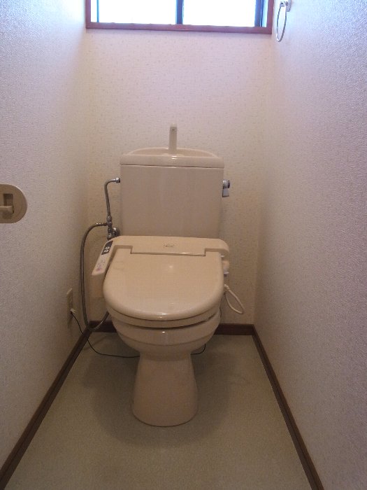 Toilet. Toilet with window, Also equipped with warm water washing toilet seat