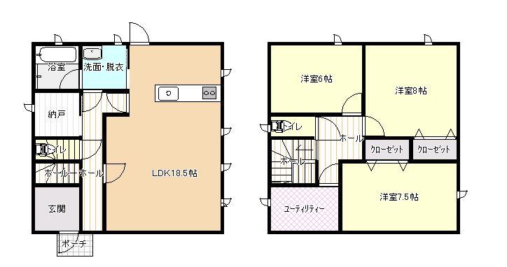 Floor plan. 22,800,000 yen, 3LDK + S (storeroom), Land area 188.7 sq m , Building area 105.98 sq m